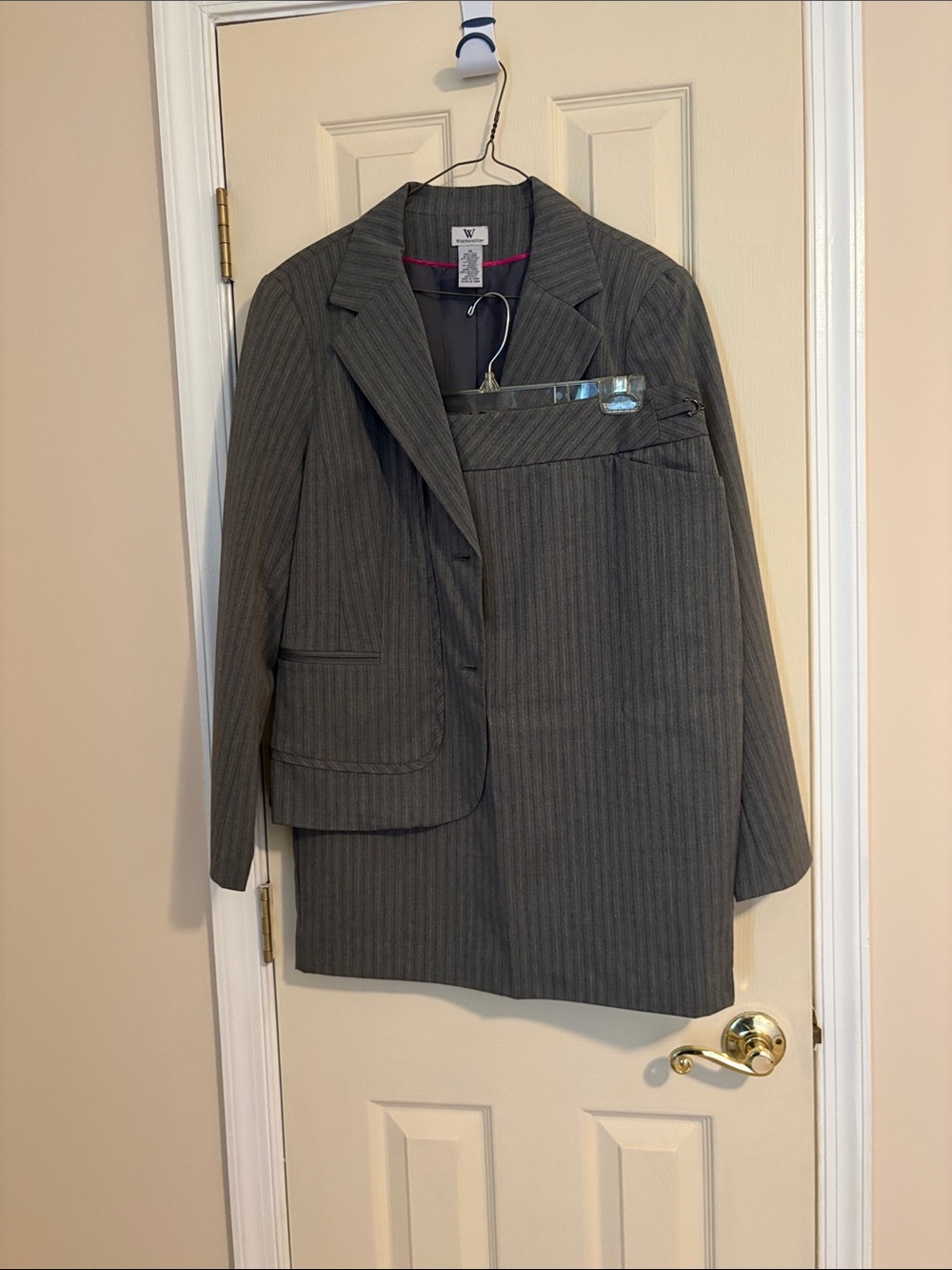 Worthington Gray Pinstripe Skirt Suit Set